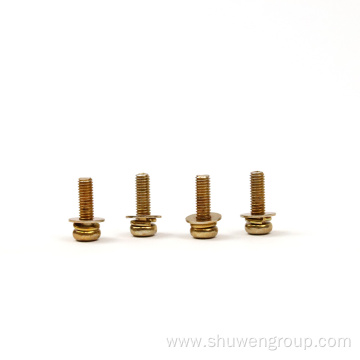 Gold plated precision sems screws with spring washers